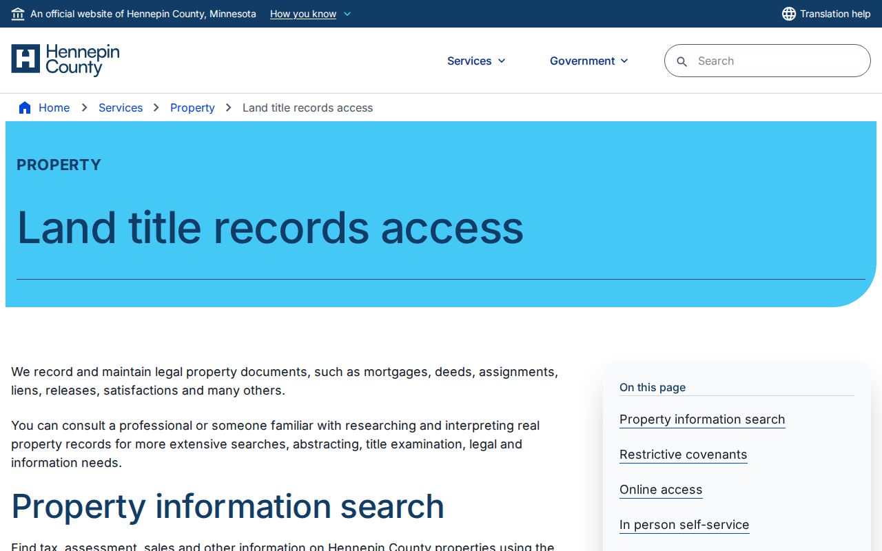Maple Grove residents directory view of Hennepin County grantor and grantee land-title access