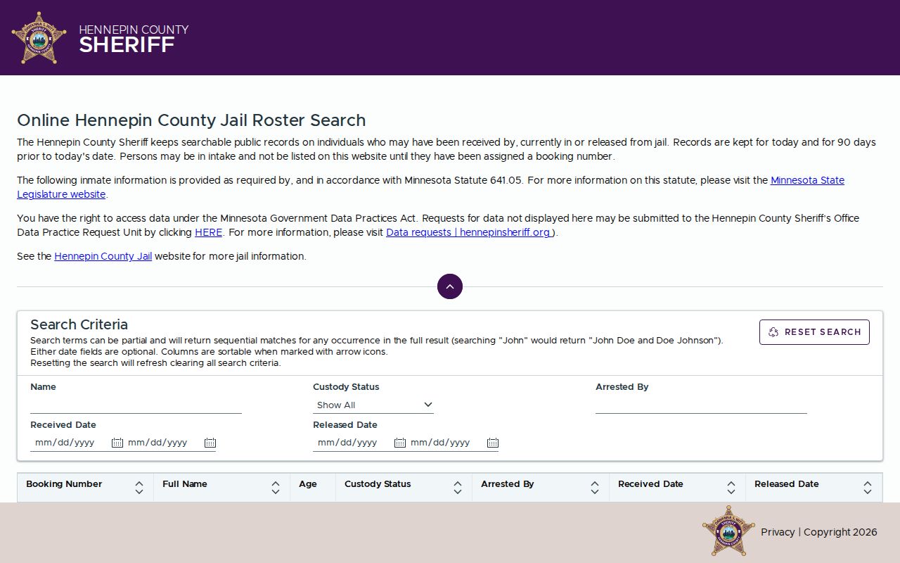 Maple Grove residents directory reference to the Hennepin County jail roster endpoint