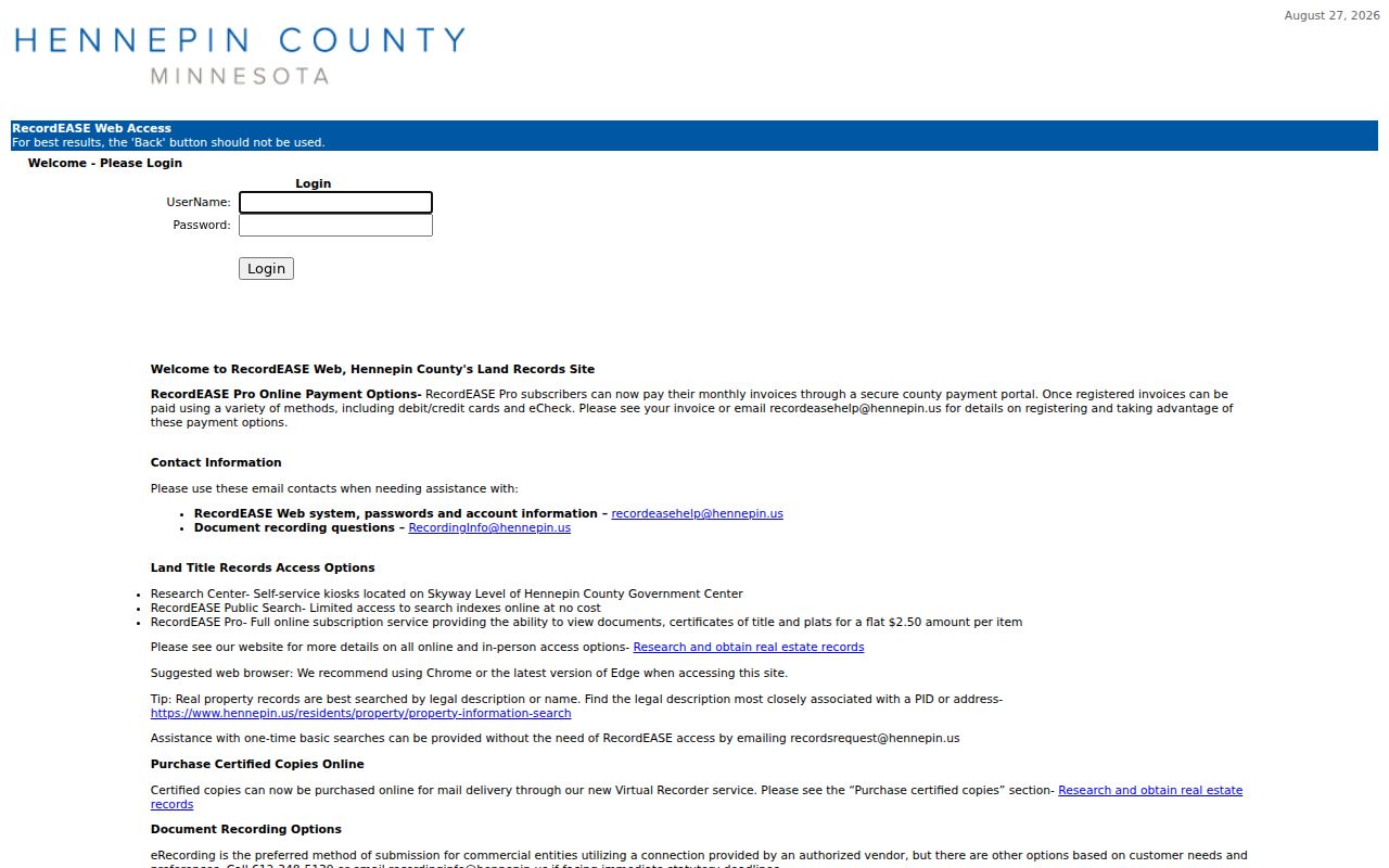 Maple Grove previous residents RecordEASE search fields and user guide