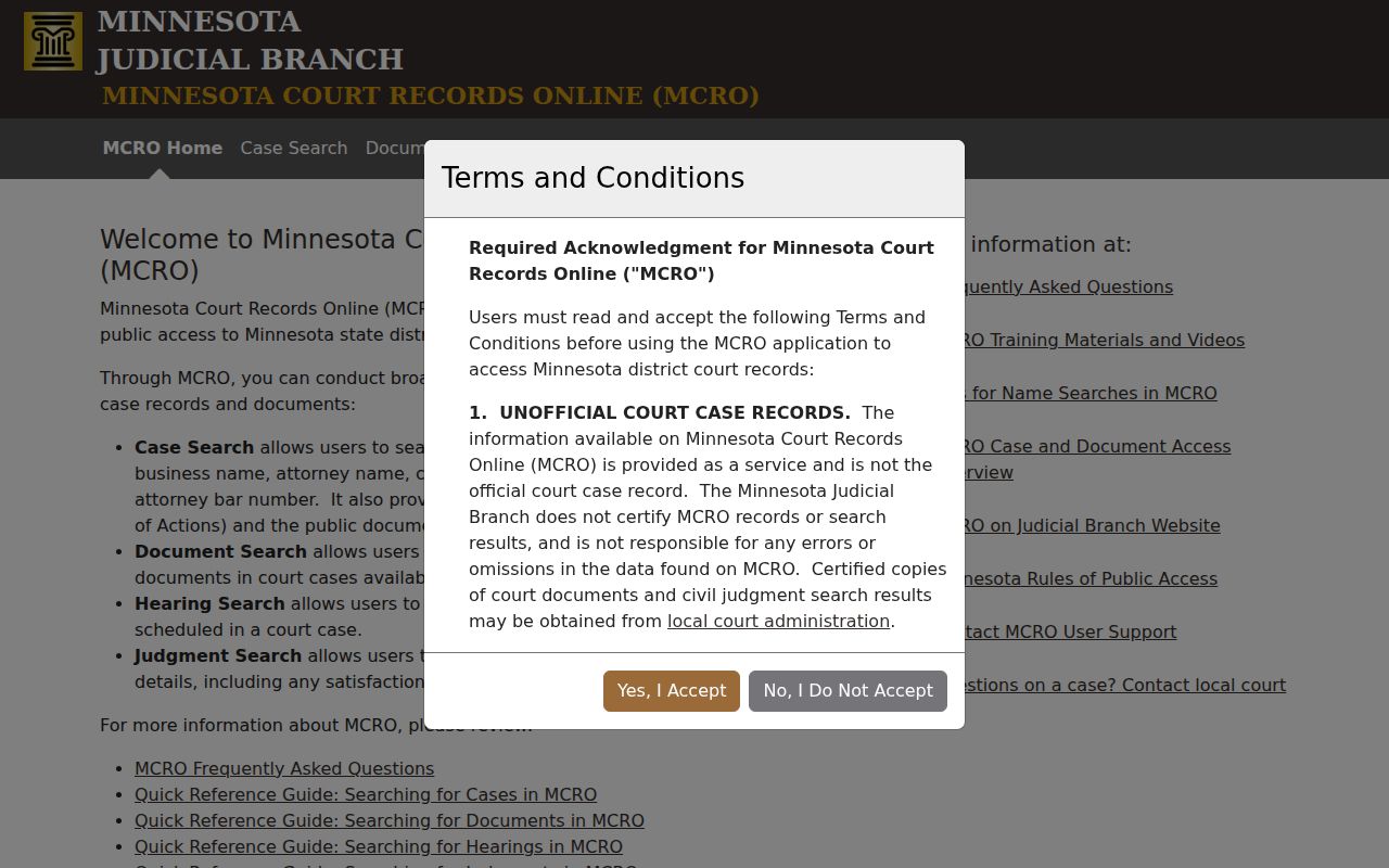 Maple Grove resident lookup using the Minnesota Court Records Online public access portal